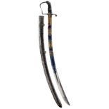 A 1796 PATTERN LIGHT CAVALRY OFFICER'S SWORD, 83.5cm curved blade decorated with scrolling foliage