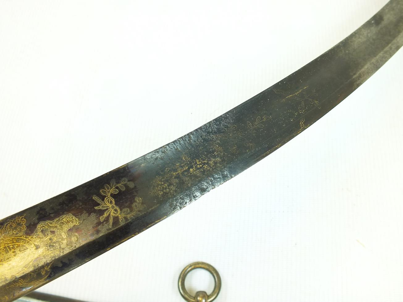 AN 1803 PATTERN GRENADIER OFFICER'S SWORD, 79cm curved blade with clipped back point, decorated with - Image 7 of 24