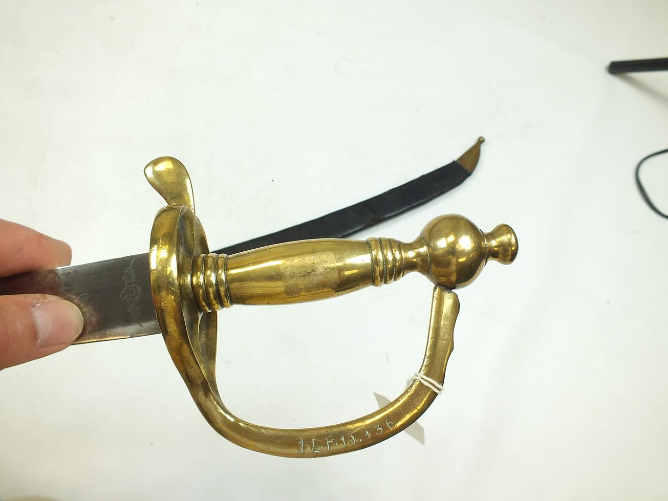 A PRUSSIAN INFANTRY HANGER CIRCA 1750, 64cm curved fullered blade etched with the crowned Royal - Image 9 of 17