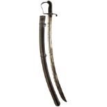 AN UNUSUAL 1796 PATTERN CAVALRY OFFICER'S SWORD, 83cm curved blade etched with scrolling foliage,