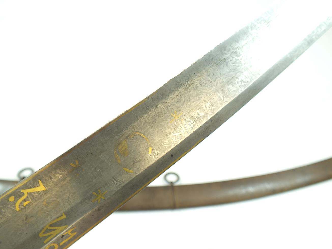 A 1796 PATTERN CAVALRY OFFICER'S DAMASCUS SWORD BY BRUNN, 85cm sharply curved blade decorated with - Bild 7 aus 23