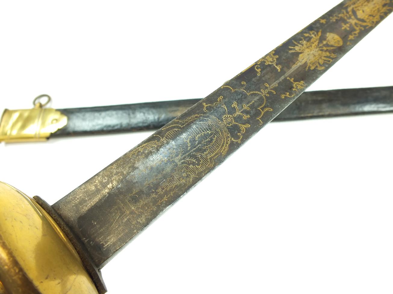 A 1796 PATTERN HEAVY CAVALRY OFFICER'S DRESS SWORD, 87.5cm broad blade profusely decorated with - Image 12 of 25