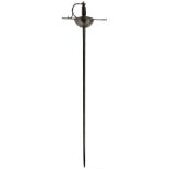 A 17TH CENTURY CONTINENTAL CUP HILT RAPIER, 101cm flattened diamond section blade with traces of