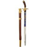 A GIIIR HUNTING HANGER, 57.5cm blade decorated with floral and foliate sprays, a stand of arms,