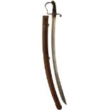 A 1796 PATTERN CAVALRY OFFICER'S DAMASCUS SWORD BY BRUNN, 85cm sharply curved blade decorated with