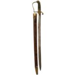 AN UNUSUAL BRASS HILTED SIDE ARM OR SHORT SWORD OF POLICE TYPE, 62cm unfullered blade, regulation