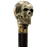 A VICTORIAN STYLE MASONIC WALKING CANE, 90.5cm over all length, the ebonised haft with cast brass