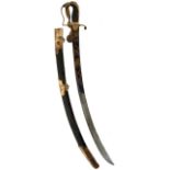 A GEORGIAN BLUED AND GILT NAVAL OR MARINE OFFICER'S SWORD BY STEPHENS, 76.5cm curved blade decorated