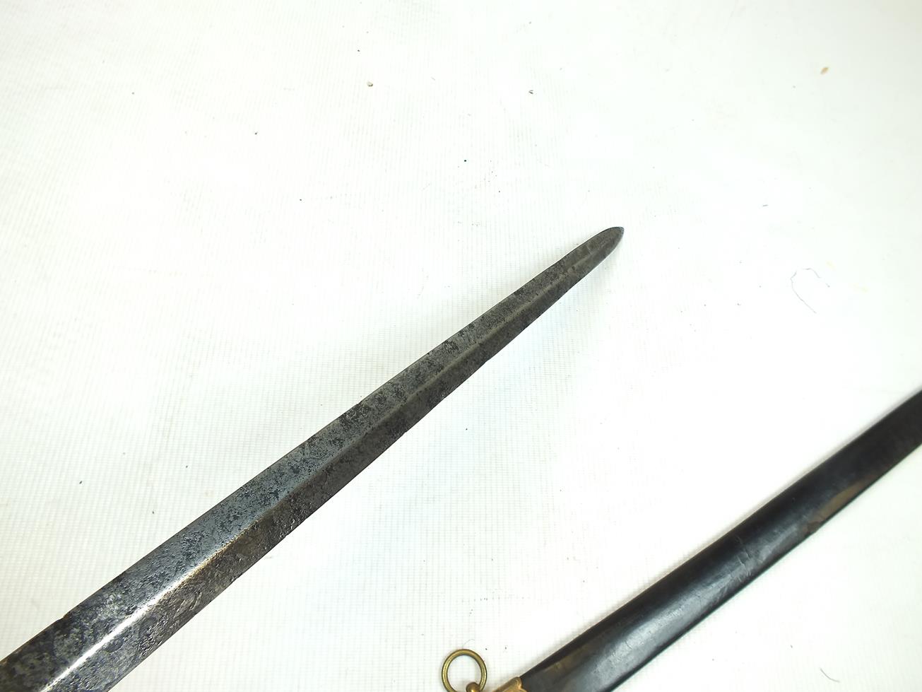 A GEORGIAN NAVAL OFFICER'S DRESS SWORD, 72.5cm flattened diamond section blade etched with scrolling - Bild 7 aus 21