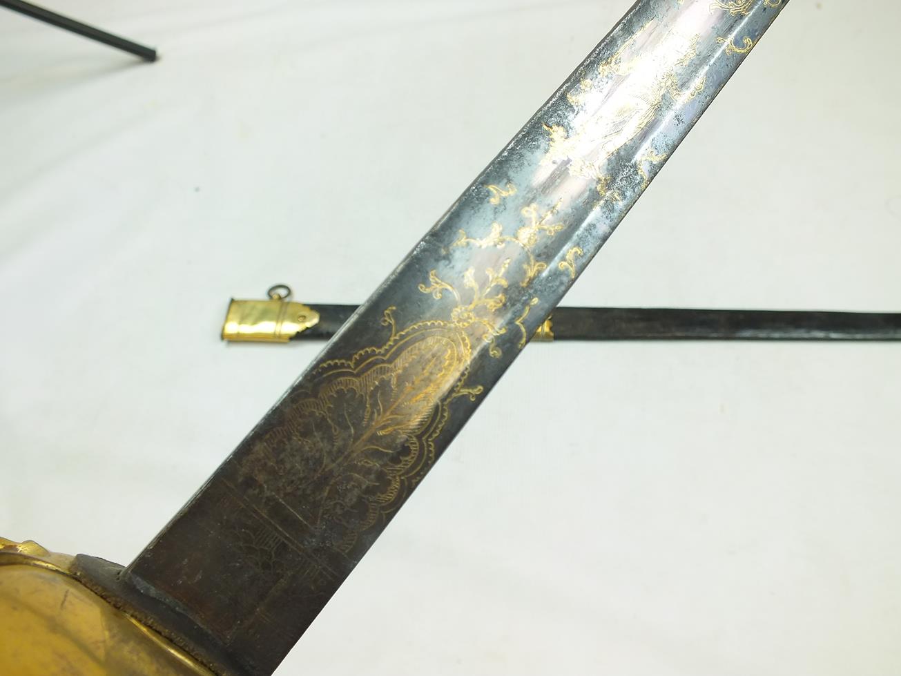 A 1796 PATTERN HEAVY CAVALRY OFFICER'S DRESS SWORD, 87.5cm broad blade profusely decorated with - Image 4 of 25