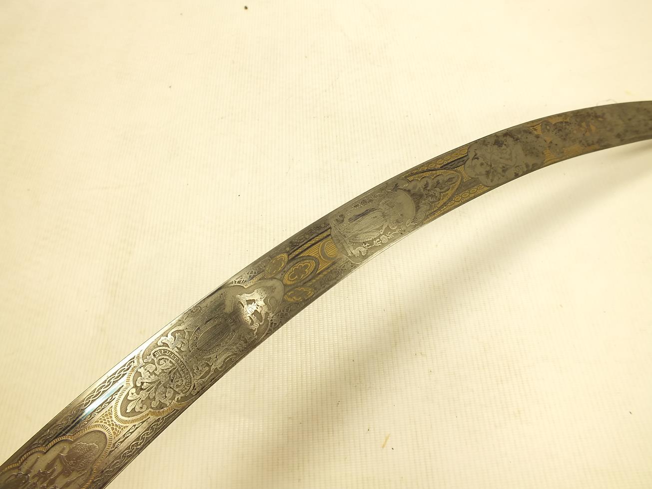 A GEORGIAN OFFICER'S PRESENTATION SWORD OF THE DURHAM MILITIA BY BRUNN, 77cm sharply curved blade, - Image 19 of 23