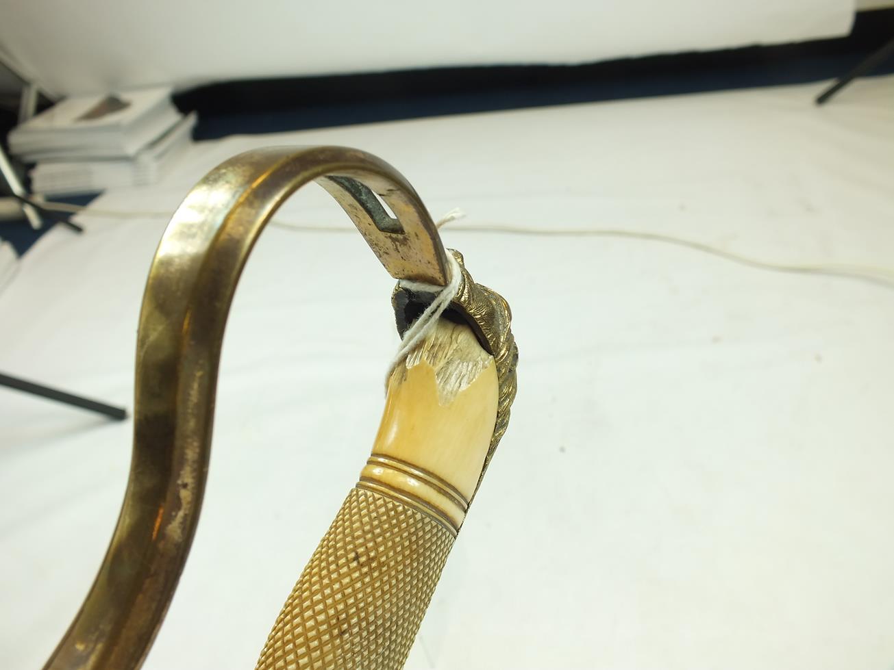 A GEORGIAN CAVALRY SABRE, 82.5cm curved blade decorated with stands of arms, crescent motifs, a - Image 12 of 15