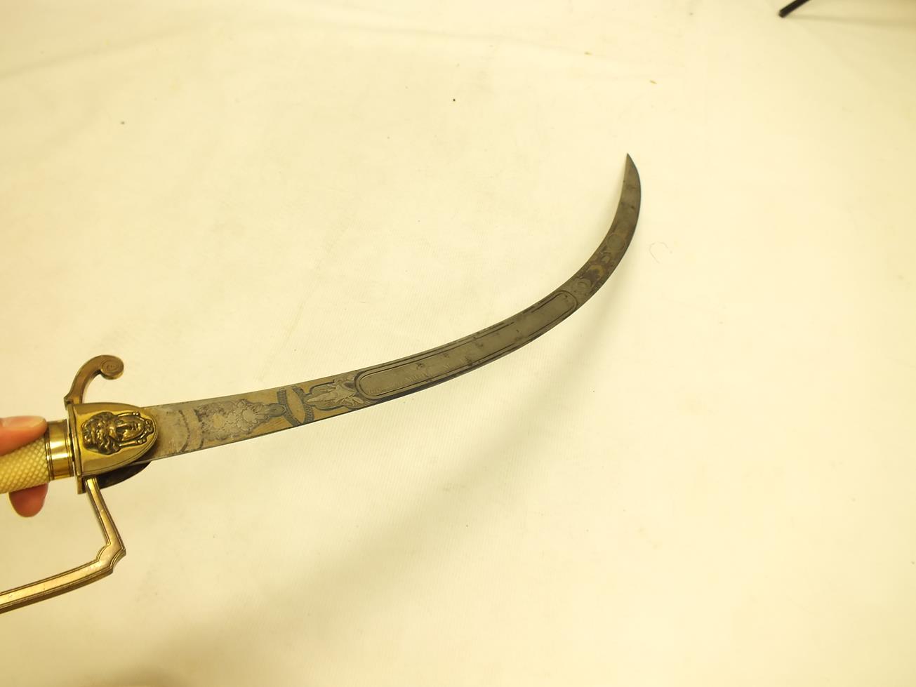 A GEORGIAN OFFICER'S PRESENTATION SWORD OF THE DURHAM MILITIA BY BRUNN, 77cm sharply curved blade, - Image 20 of 23