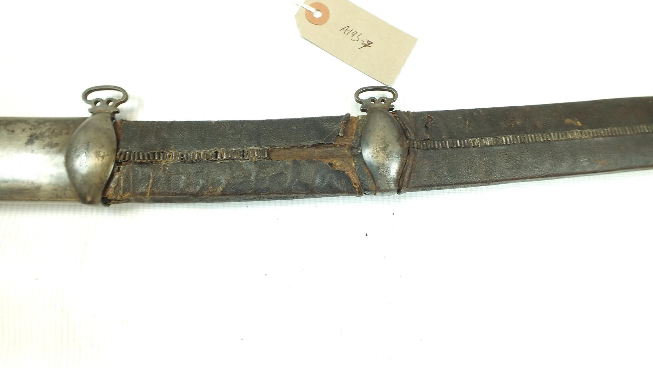 AN UNUSUAL 19TH CENTURY TURKISH SWORD, 68cm watered steel Yataghan form blade, steel hilt with - Image 14 of 15