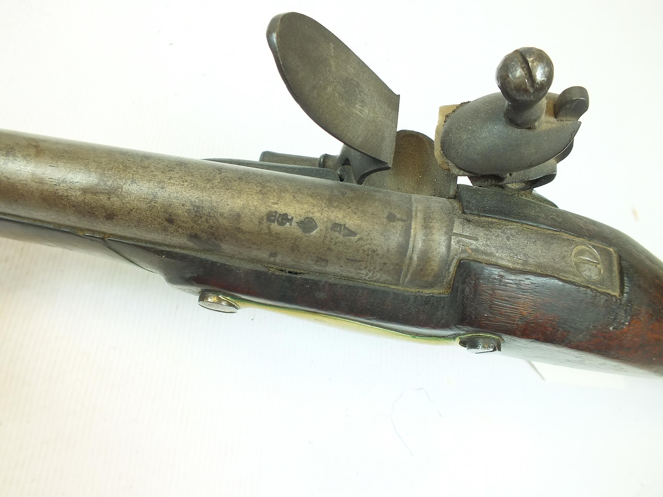 A .750 EAST INDIA COMPANY FLINTLOCK BROWN BESS, 39.25inch sighted barrel, border engraved lock - Image 14 of 19