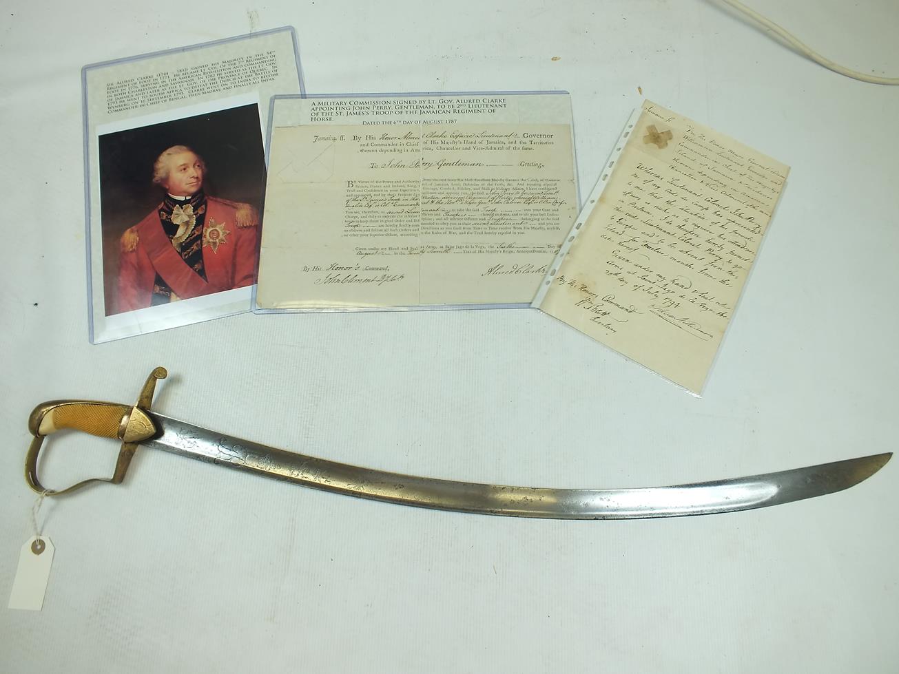 A 1796 PATTERN LIGHT CAVALRY OFFICER'S SWORD TO CAPTAIN JOHN PERRY OF THE JAMAICAN REGIMENT OF - Image 3 of 18
