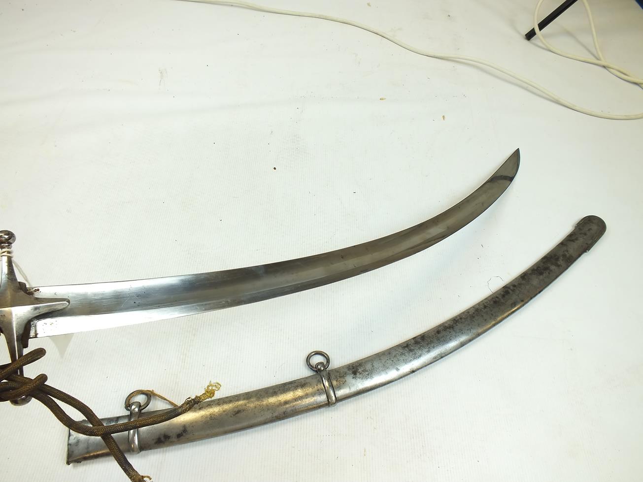 A MAMELUKE HILTED SABRE, 75cm curved clean blade retaining much original polish, ivory hilt and - Image 3 of 17