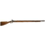 A .750 CALIBRE PERCUSSION TRADE MUSKET, 38.75inch sighted barrel, border engraved lock converted