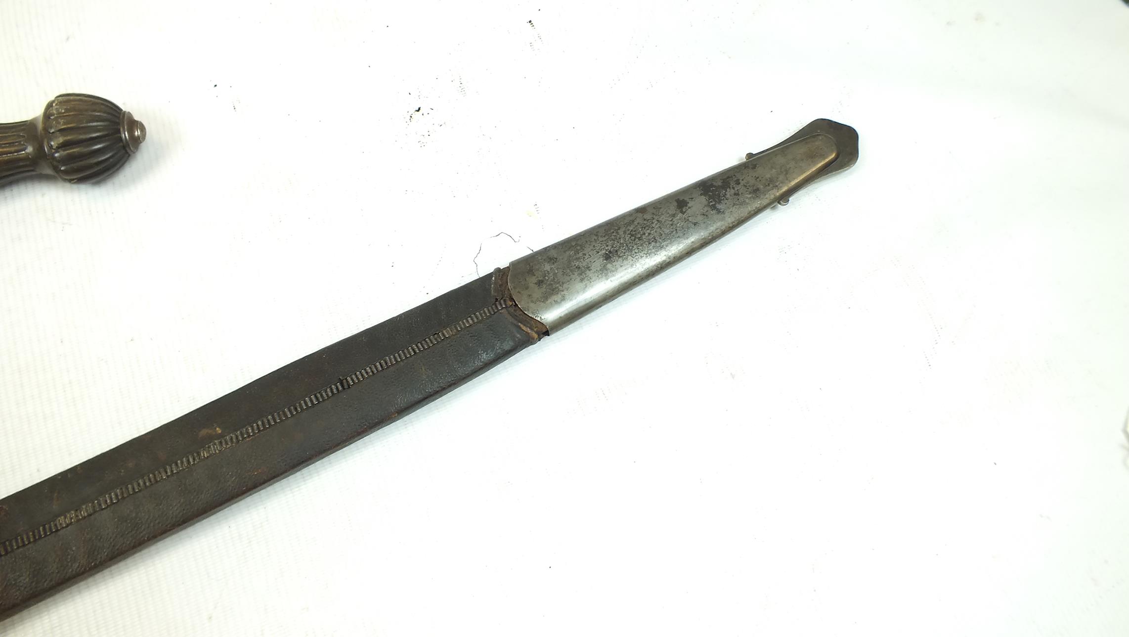 AN UNUSUAL 19TH CENTURY TURKISH SWORD, 68cm watered steel Yataghan form blade, steel hilt with - Image 13 of 15