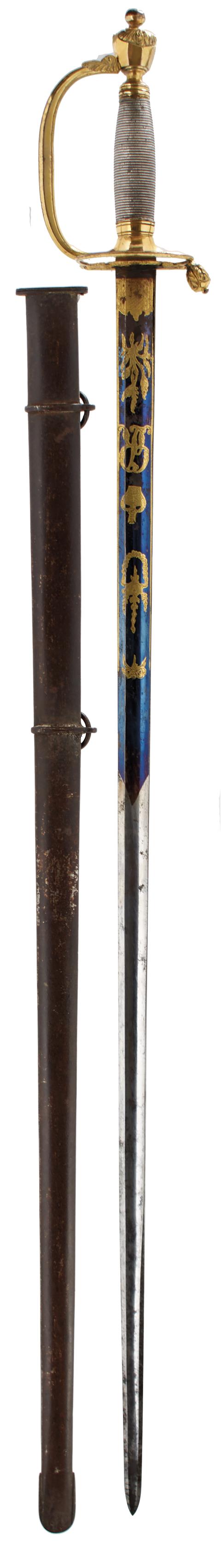 A GOOD BLUED AND GILT 1796 PATTERN INFANTRY OFFICER'S SWORD, 82.5cm blade by J.J. Runkel of