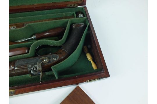 A FINE CASED PAIR OF 40-BORE PERCUSSION DUELLING OR TARGET PISTOLS BY PURDEY, 10inch sighted - Image 34 of 39