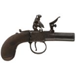 AN 80-BORE FLINTLOCK RIFLED BOXLOCK POCKET PISTOL BY REEVE OF RUGBY, 1.5inch turn-off rifled