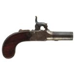 A 54-BORE PERCUSSION BOXLOCK POCKET PISTOL BY S. EVANS, 1.75inch turn-off blued barrel engraved at