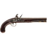 A 25-BORE FLINTLOCK DUELLING PISTOL BY KNUBLEY, 9inch sighted octagonal barrel marked LONDON, border