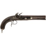 A RARE 20-BORE FLINTLOCK DUELLING PISTOL BY WESTLEY RICHARDS, 9inch sighted damascus barrel set with