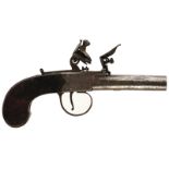 A PAIR OF 80-BORE FLINTLOCK BOXLOCK POCKET PISTOLS BY JOVER, 2.5inch turn-off barrels, border