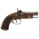 A CONTINENTAL 40-BORE PERCUSSION TRAVELLING PISTOL, 3.25inch sighted octagonal barrel, border and