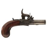 A RARE PAIR OF 120-BORE PERCUSSION MUFF PISTOLS FOR TOP-HAT CAPS BY HARCOURT OF IPSWICH, 1.5inch