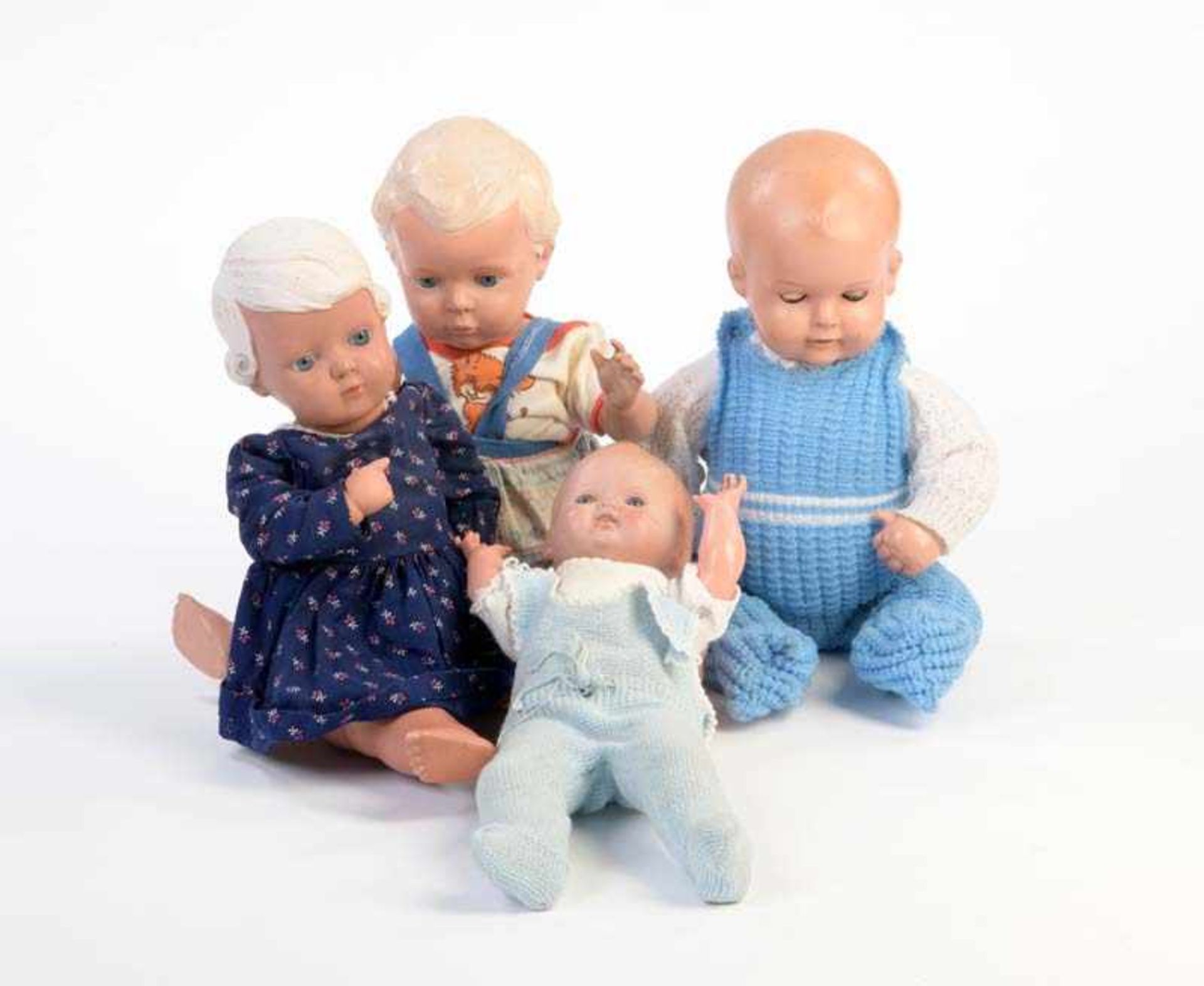 Schildkroet, 4 Puppen, W.-Germany, 34-45 cm, Gebrauchsspuren, Z 2/2- Schildkroet, 4 Dolls, W.-