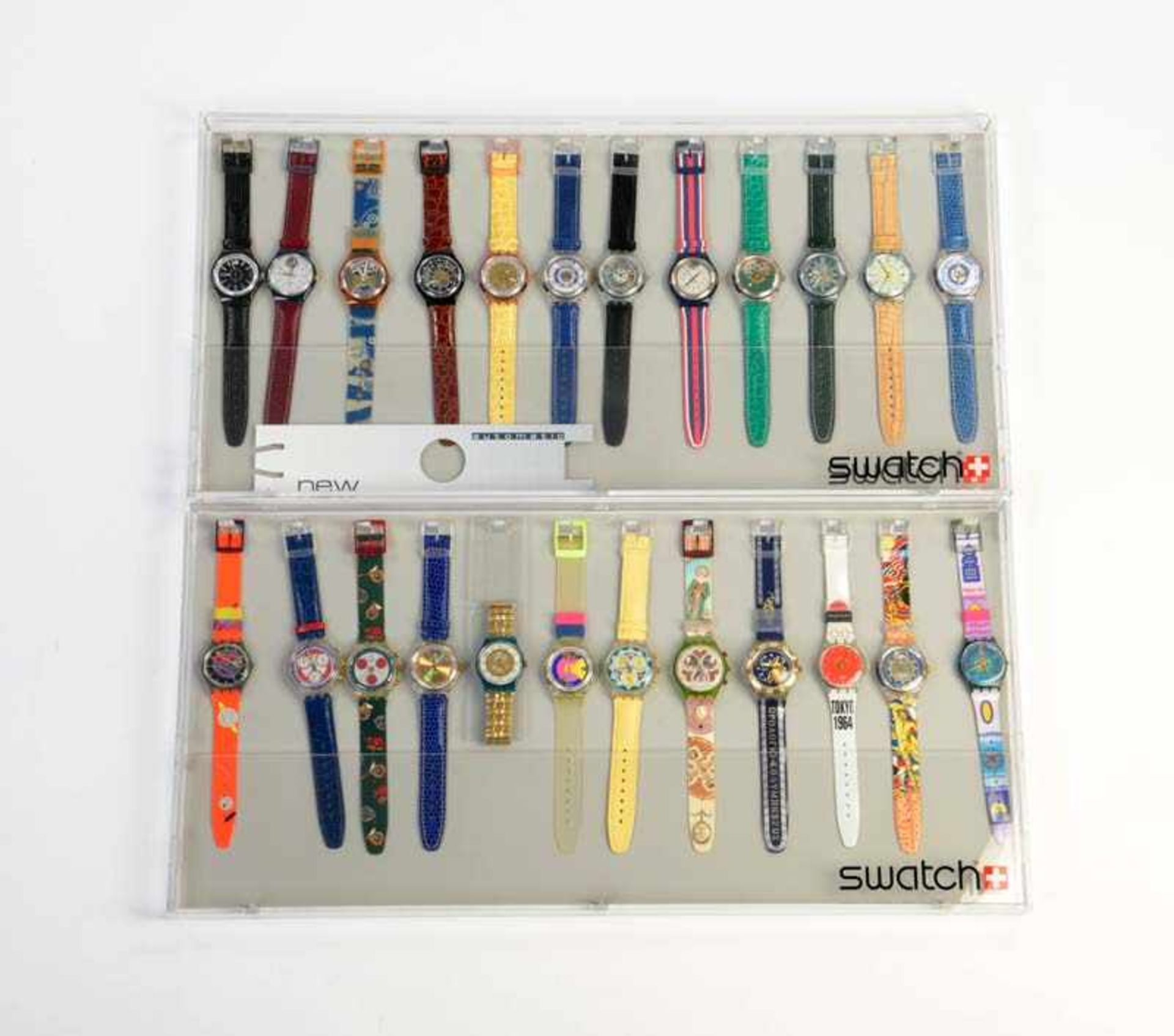 Swatch, 2 Displays mit 24 Uhren, Swiss made, neuwertig Swatch, 2 Displays wit 24 Watches, Swiss