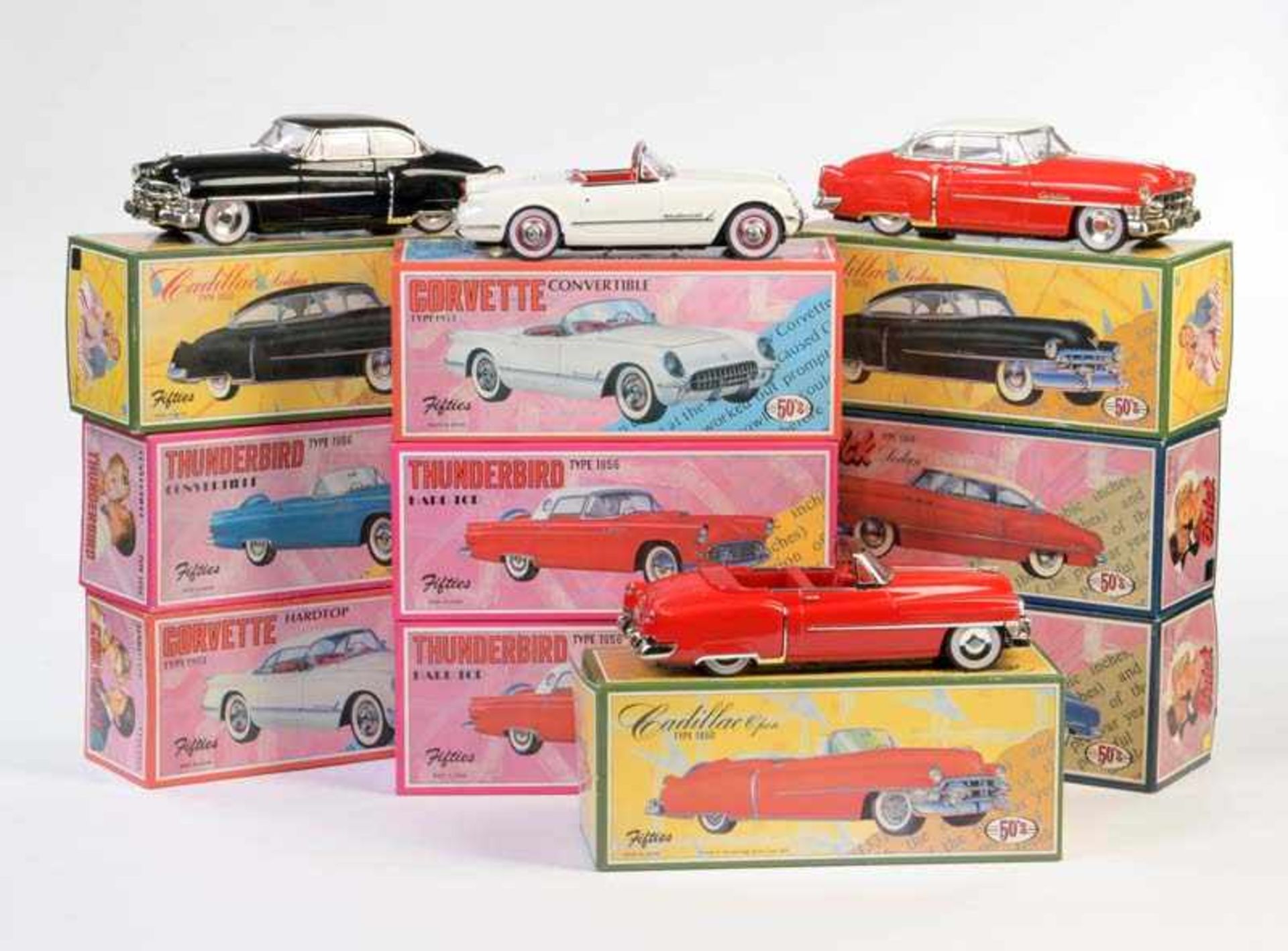 10 Autos "Fifties", Japan, 28 cm, GemBw, Friktion ok, Okt Z 1, Z 1 10 Cars "Fifties", Japan, mixed