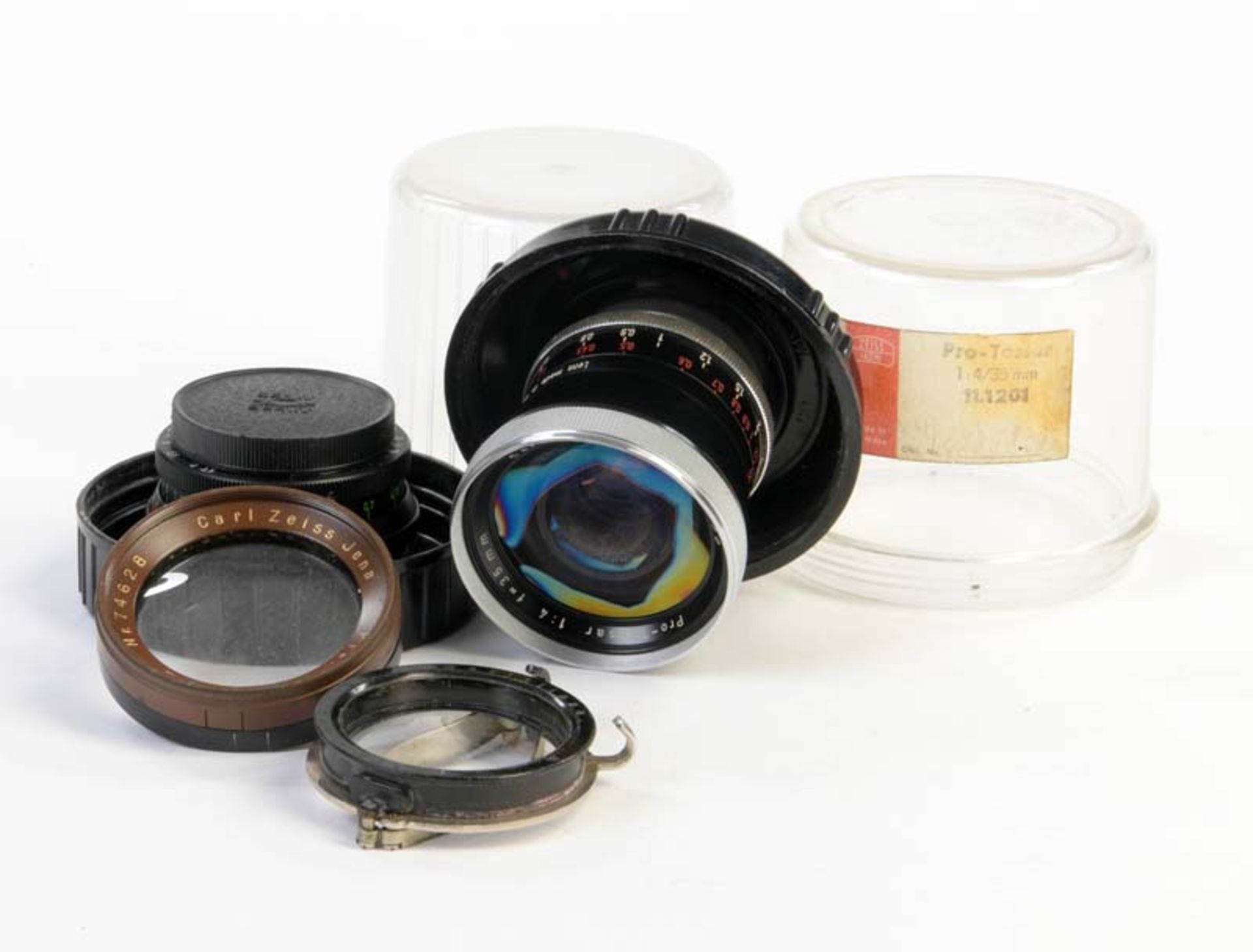 Carl Zeiss u.a.., Pro Tessar 1:4, 35mm, Proxarlinse u.a., gemischter Zustand, bitte besichtigen Carl