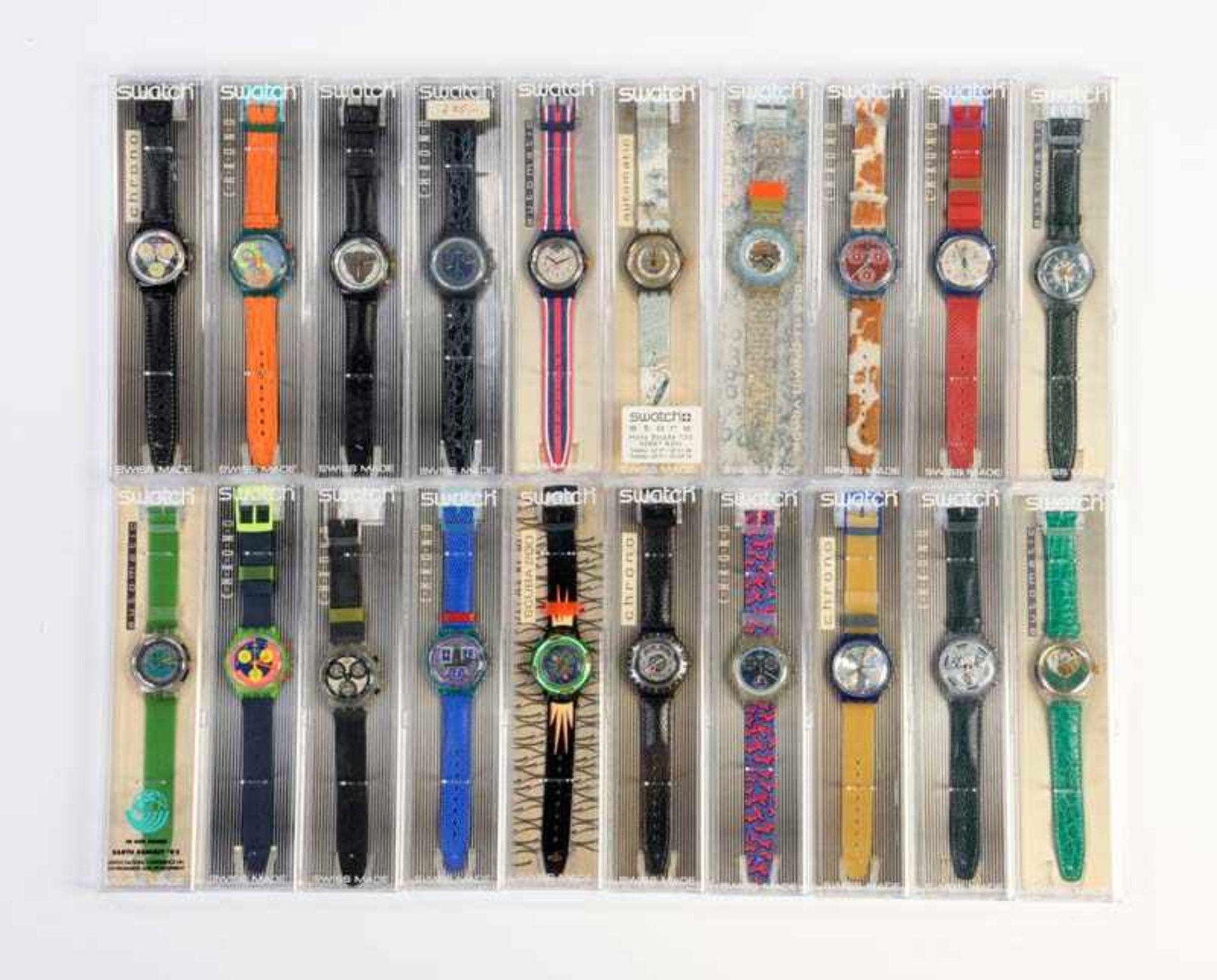 Swatch, 20 Automatic + Scuba Uhren, Swiss made, OVP, unbenutzte Sammlerstuecke Swatch, 20