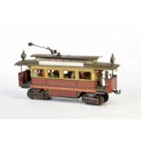 Märklin, Spur 1 Straßenbahn Motorwagen mit original Schlüssel + Figuren, Germany VK, 31,5 cm, Blech,