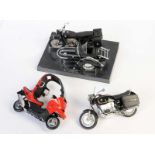 3 BMW Motorrad Modelle, W.-Germany, 21 cm, GemBw, bei C 1 fehlt 1 Spiegel + 1 Griff, sonst schöner