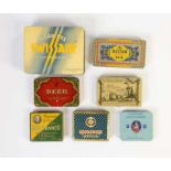 7 Zigarettendosen, 8-15 cm, Blech, meist sehr guter Zustand, Z 1-27 Cigarette Tin Cans, mostly