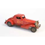 L. Marx, Fire Chief Car, USA, 38 cm, Blech, Teil des Blechs innen lose, Stoßstange abgebrochen, Z