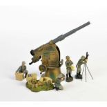 Elastolin, Lineol: Flak Geschütz + 4 Soldaten + Munition, Germany VK, 20 + 7 cm, Blech, Masse, guter
