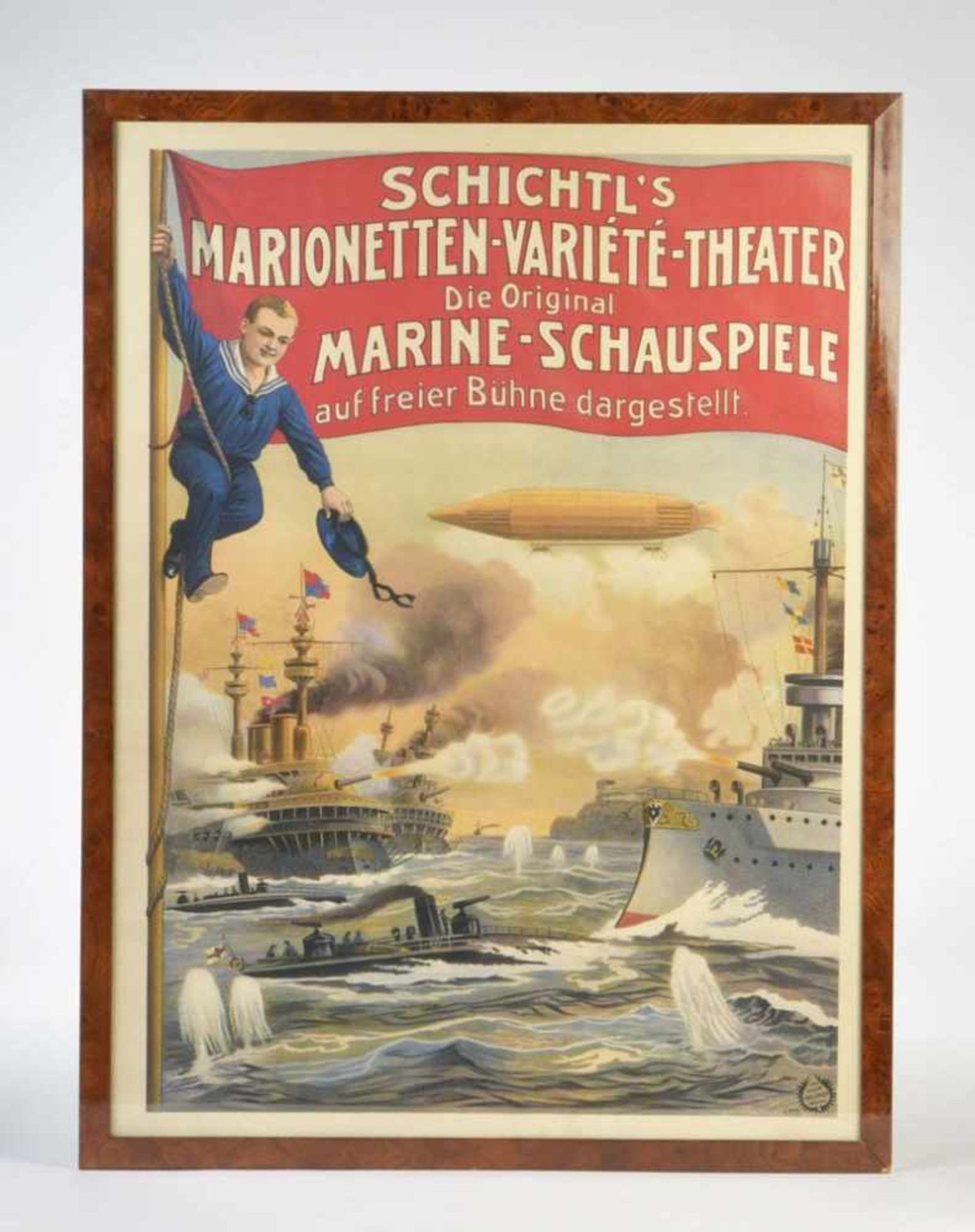 Plakat "Schichtl's Marine-Schauspiele", Germany VK, 71x109 cm, im Holzrahmen, kein Versand, Z 1-