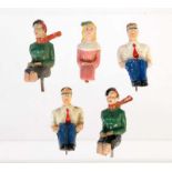 5 Fahrerfiguren, 6 cm, Masse, teilw. LM, Z 2-35 Driver Figures, out of composite, part. paint d.,