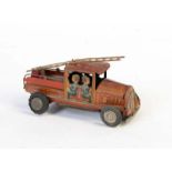 Paya, Feuerwehr, Spain, 10 cm, Blech, UW defekt, 1 Rad ersetzt, Z 3-Paya, Fire Engine, Spain, tin,