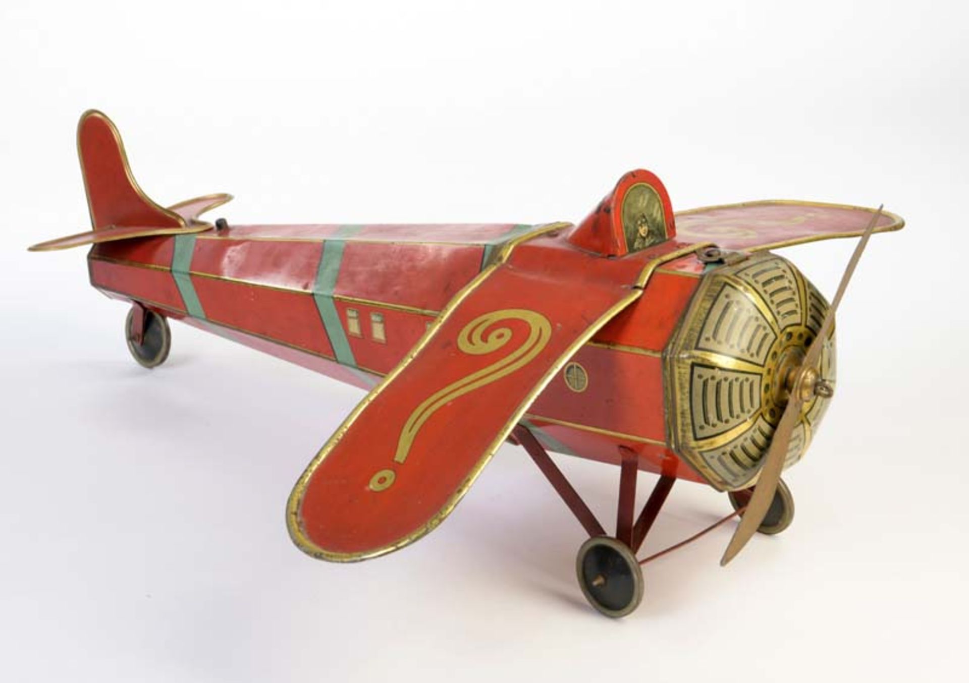 Beekers, Keksdosenflugzeug, 78 cm, Blech, mit Originalpropeller, Z 2+Beekers, Bisquit Box Plane,