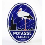 Emailleschild "Potasse D'Alsace"", 60x80 cm, teilw. LM am Rand, Abplatzer an Kirche, Z 2Enamel