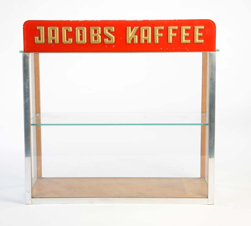 Glas Vitrine "Jacobs Kaffee", 49x20x45 cm, Z 2, kein VersandGlass Cabinet "Jacobs Kaffee", C 2, no