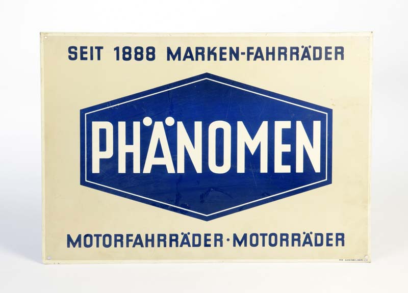 Blechschild "Phänomen, Fahrräder, Motorräder", 35x50 cm, sehr guter Zustand, Z 1Tin Plate Sign "