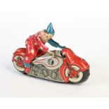 Alps, Clown Stunt Motorrad, Japan, 14 cm, Blech, UW ok, min. LM, Z 2+Alps, Clown Stunt Motorbike,